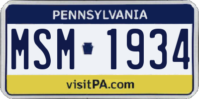 PA license plate MSM1934