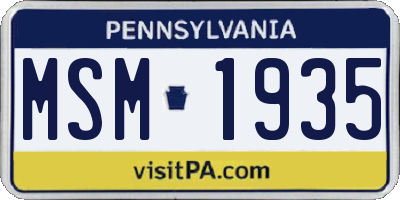 PA license plate MSM1935