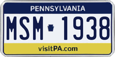PA license plate MSM1938
