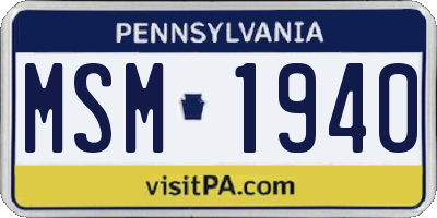 PA license plate MSM1940