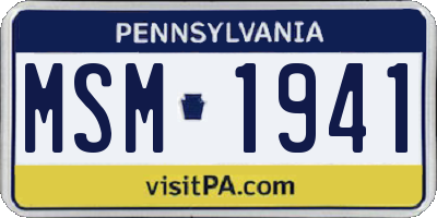 PA license plate MSM1941