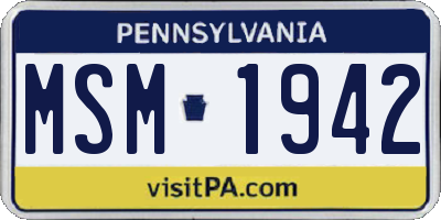 PA license plate MSM1942