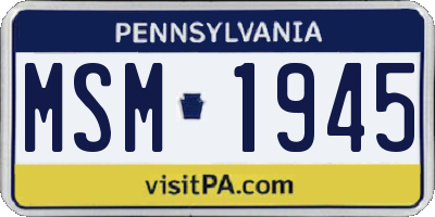 PA license plate MSM1945