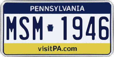 PA license plate MSM1946
