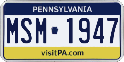 PA license plate MSM1947