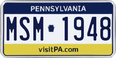 PA license plate MSM1948