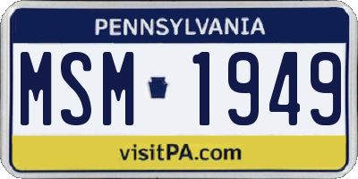 PA license plate MSM1949