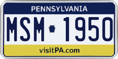 PA license plate MSM1950