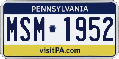PA license plate MSM1952