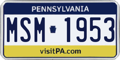 PA license plate MSM1953