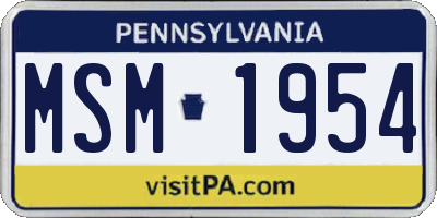 PA license plate MSM1954