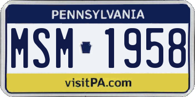 PA license plate MSM1958