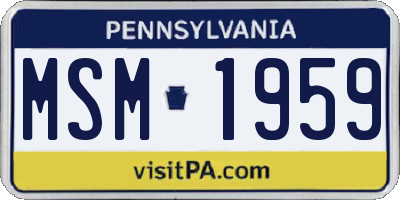 PA license plate MSM1959