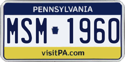 PA license plate MSM1960