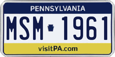 PA license plate MSM1961