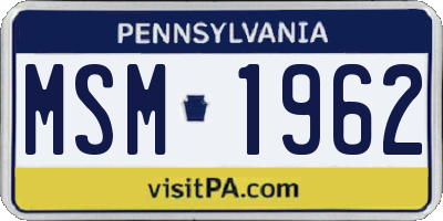 PA license plate MSM1962