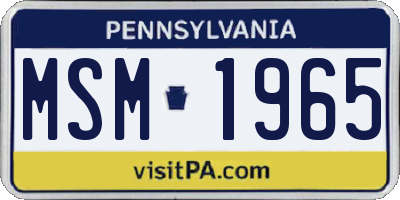 PA license plate MSM1965