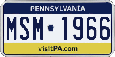PA license plate MSM1966
