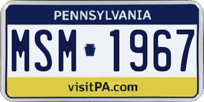 PA license plate MSM1967