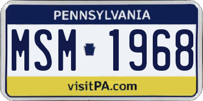PA license plate MSM1968