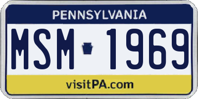 PA license plate MSM1969