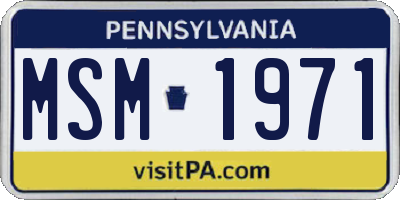 PA license plate MSM1971
