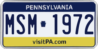 PA license plate MSM1972