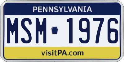 PA license plate MSM1976