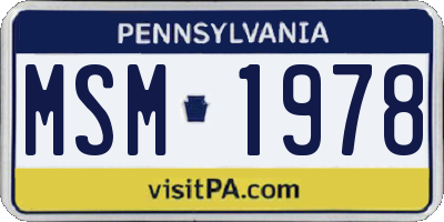 PA license plate MSM1978