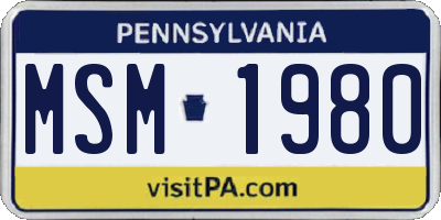 PA license plate MSM1980
