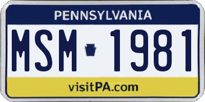 PA license plate MSM1981