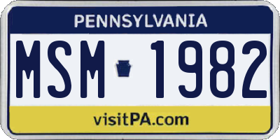 PA license plate MSM1982