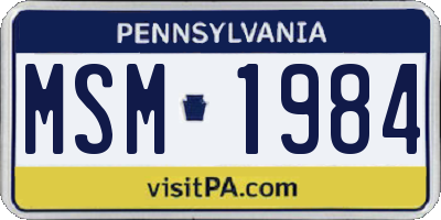 PA license plate MSM1984