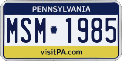PA license plate MSM1985
