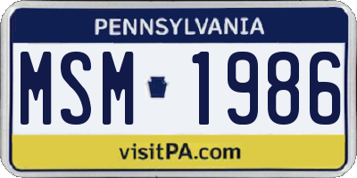 PA license plate MSM1986