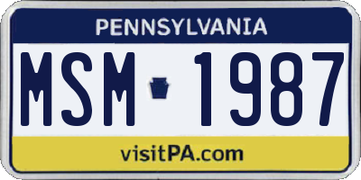 PA license plate MSM1987