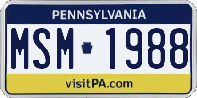 PA license plate MSM1988