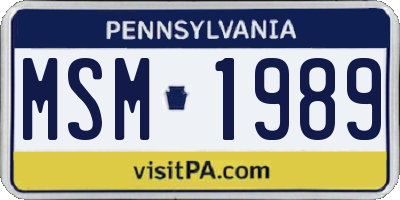 PA license plate MSM1989