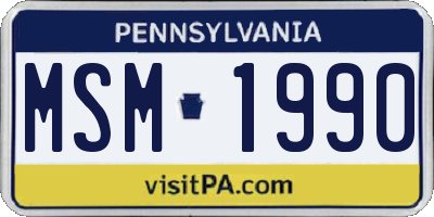 PA license plate MSM1990