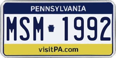PA license plate MSM1992