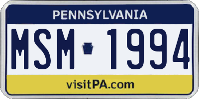 PA license plate MSM1994
