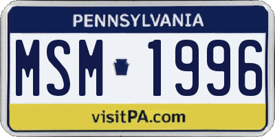 PA license plate MSM1996
