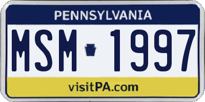PA license plate MSM1997