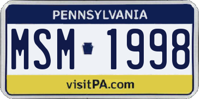 PA license plate MSM1998