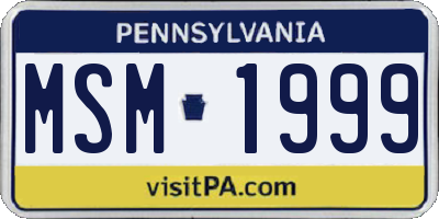 PA license plate MSM1999