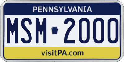 PA license plate MSM2000