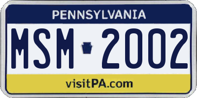 PA license plate MSM2002