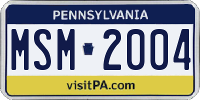 PA license plate MSM2004