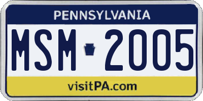 PA license plate MSM2005