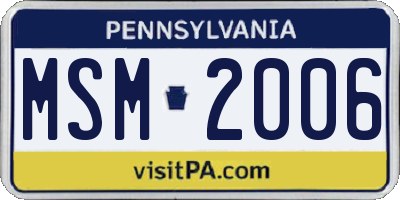 PA license plate MSM2006